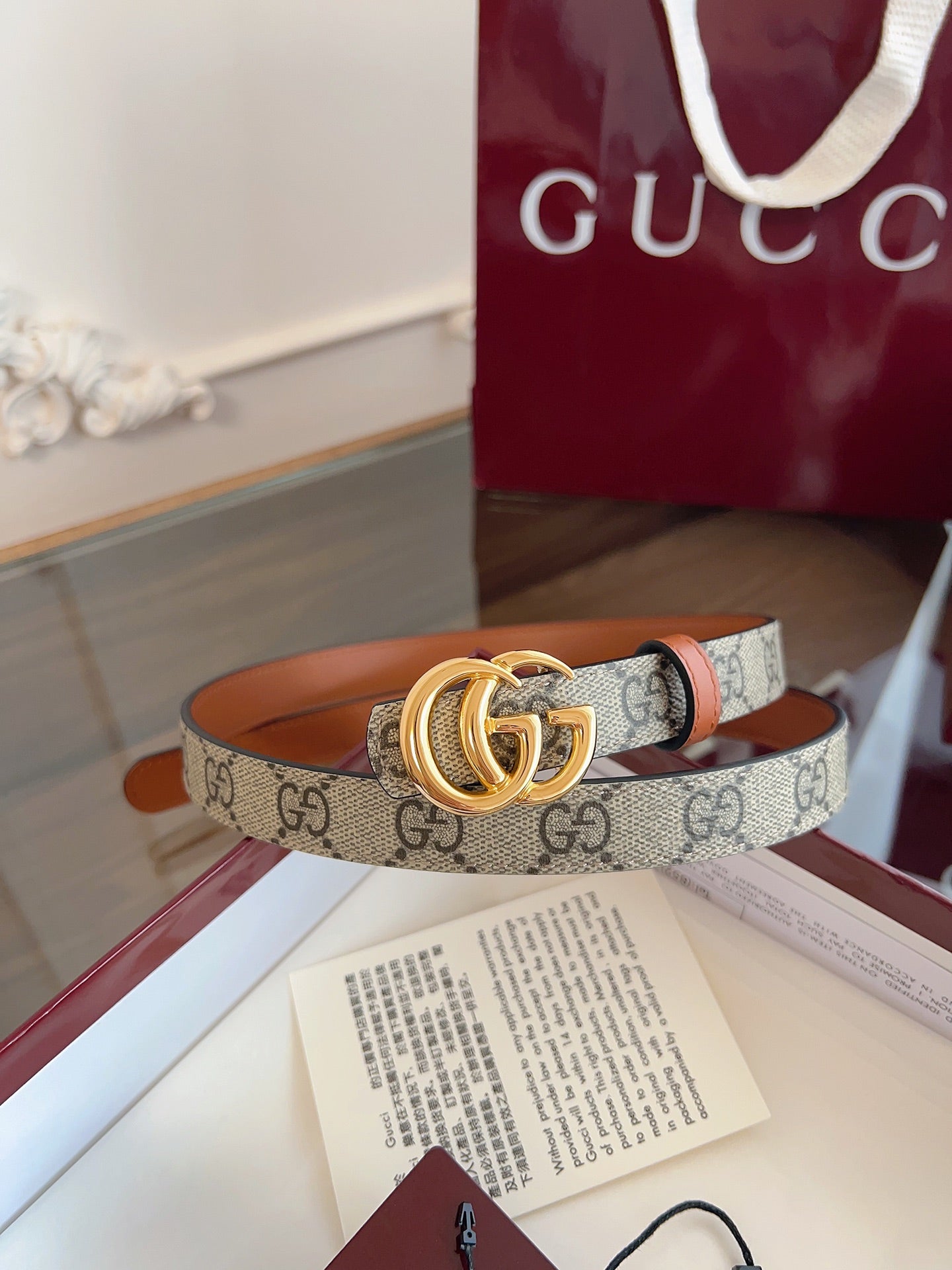 Women's Reversible GG Canvas Belt — 2.0 cm Double G Buckle