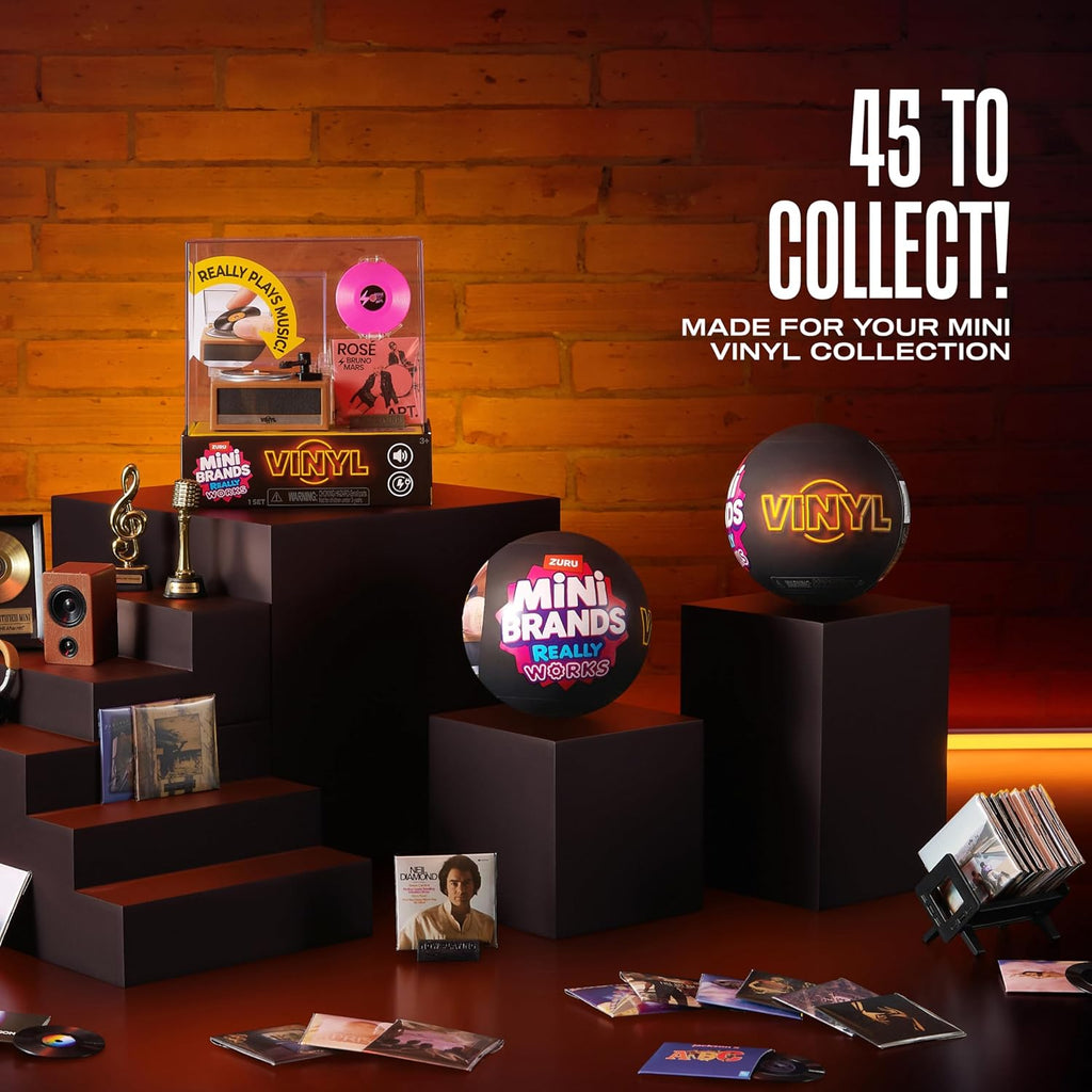 ZURU Mini Brands Really Works Vinyl Playset Series 1 – Mini Record Player with Vinyl Record & Display Stand