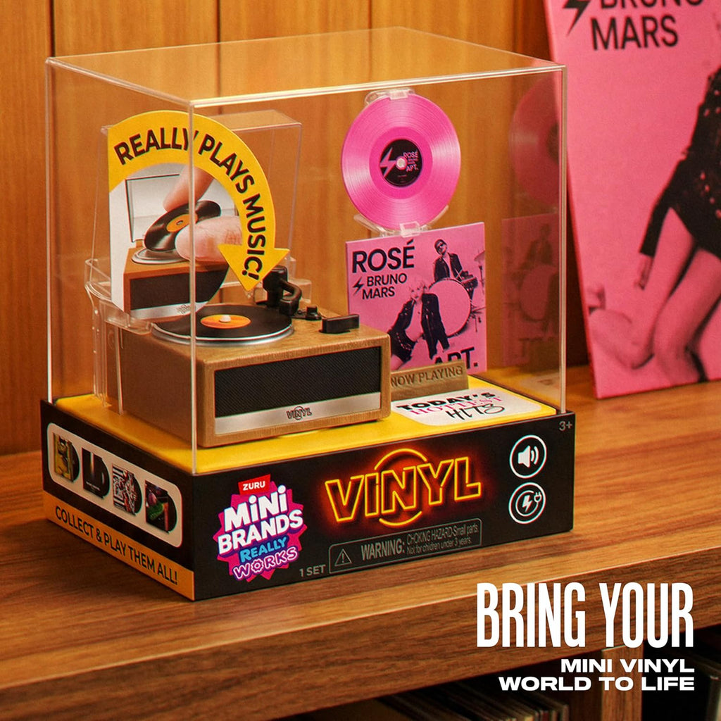 ZURU Mini Brands Really Works Vinyl Playset Series 1 – Mini Record Player with Vinyl Record & Display Stand