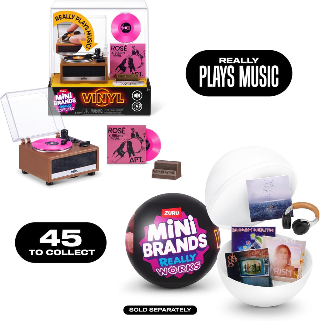 ZURU Mini Brands Really Works Vinyl Playset Series 1 – Mini Record Player with Vinyl Record & Display Stand