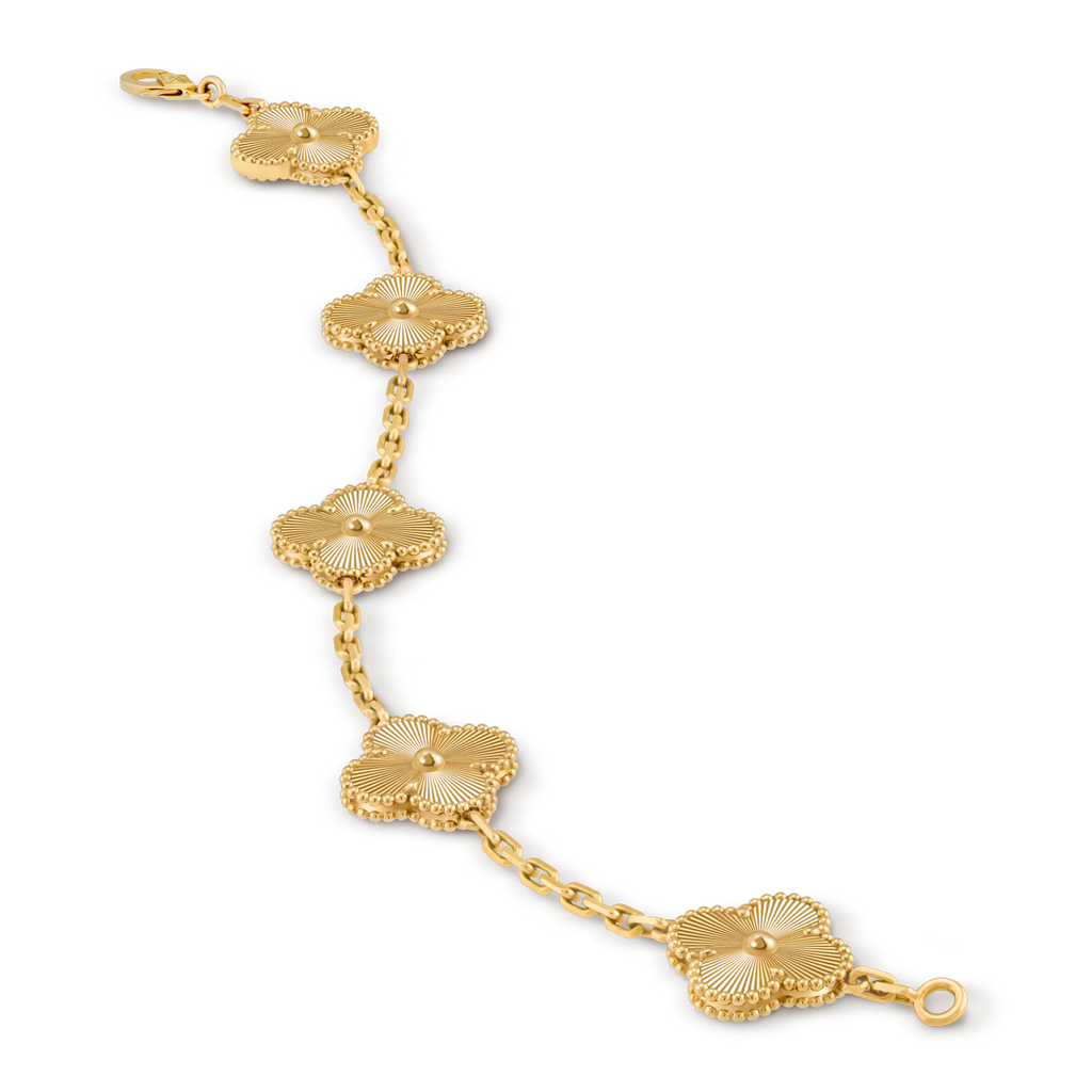 Vintage Alhambra bracelet, 5 motifs, guilloché
