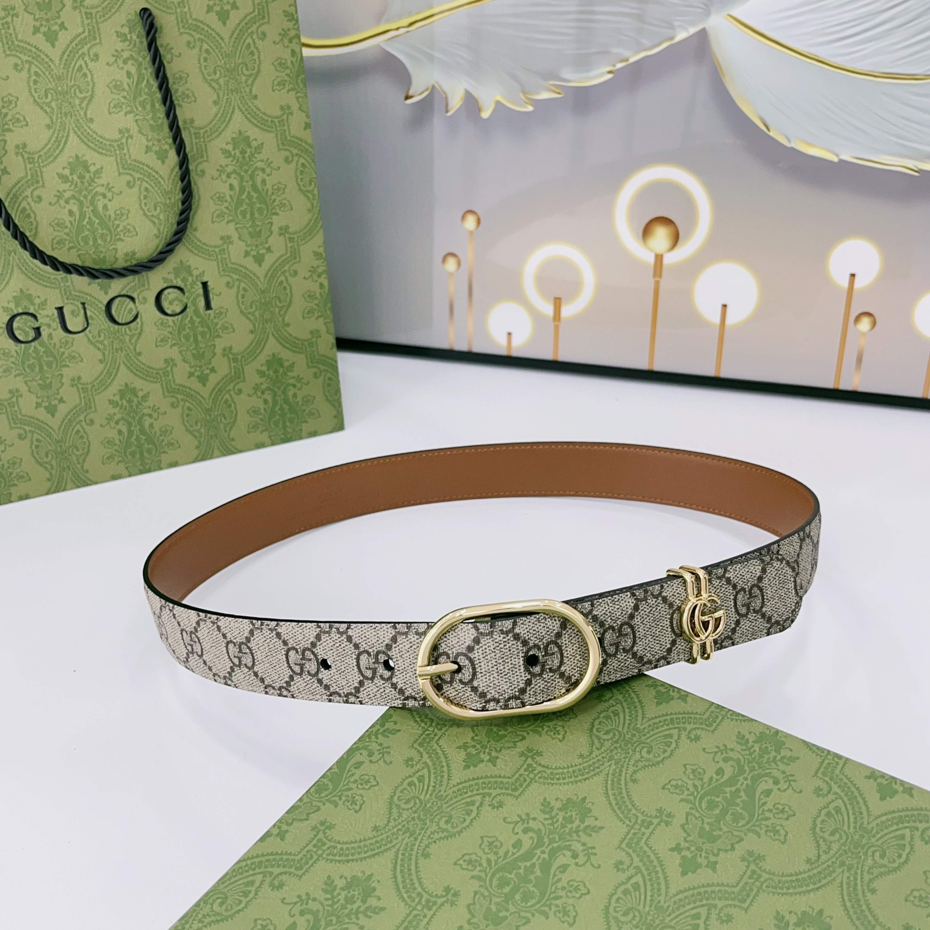 Embossed Leather Belt — 3.0 cm Top-Grain Cowhide Double G Pin Buckle