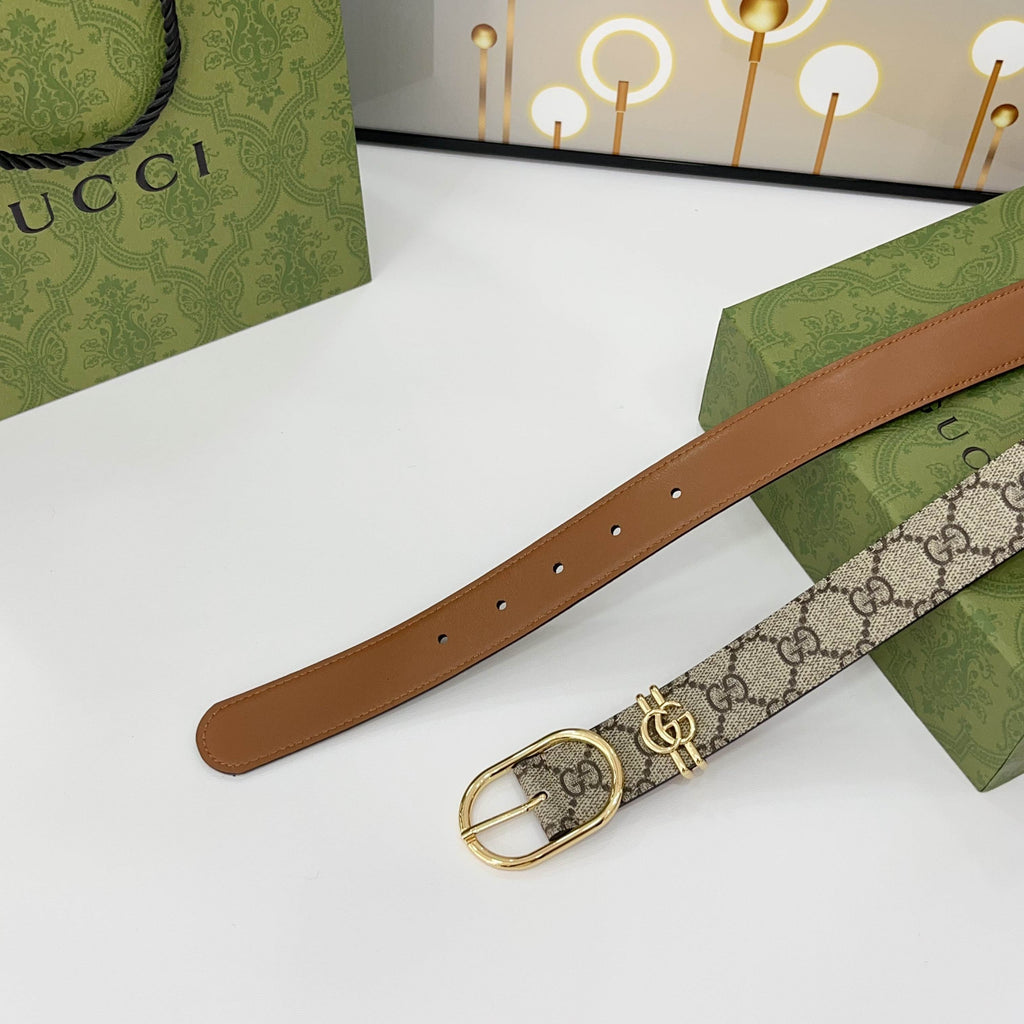 Embossed Leather Belt — 3.0 cm Top-Grain Cowhide Double G Pin Buckle