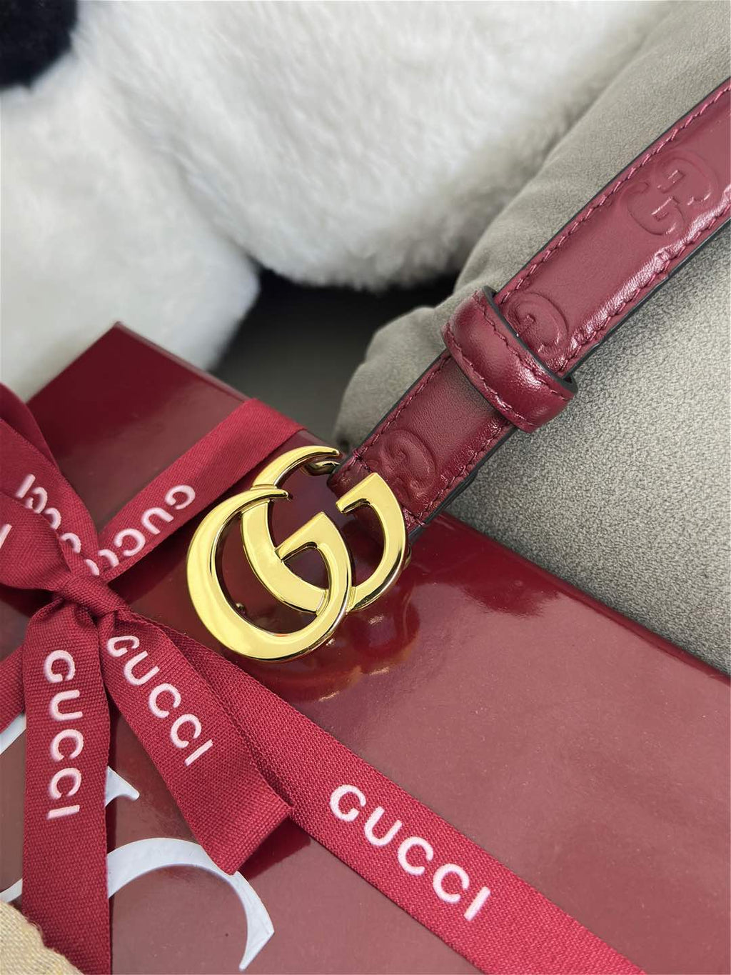GG-Embossed Leather Belt — 2.0 cm Slim Flat GG Buckle