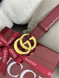Sage Green GG-Embossed Leather Belt — 3.0 cm Flat GG Buckle