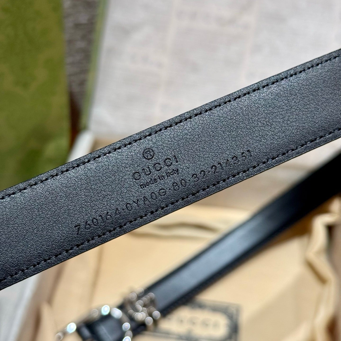 Leather Belt — 2.5 cm Oval Buckle with Double G Detail