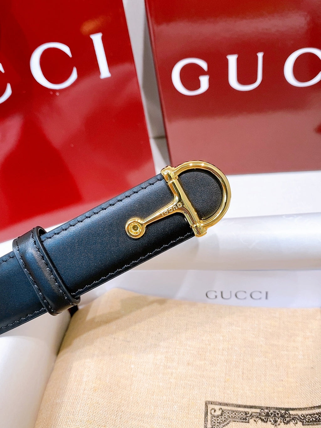 Reversible Smooth Leather Belt — 2.5 cm Half-Horsebit Brass Buckle Pre-Fall 2025