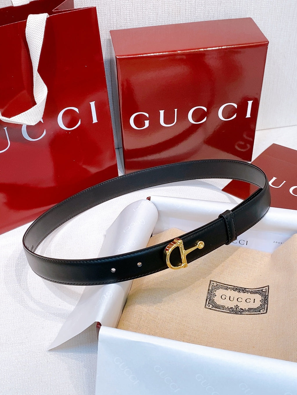 Reversible Smooth Leather Belt — 2.5 cm Half-Horsebit Brass Buckle Pre-Fall 2025