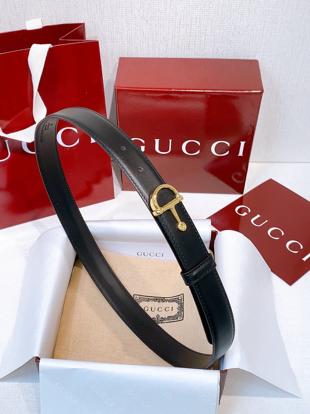 Reversible Smooth Leather Belt — 2.5 cm Half-Horsebit Brass Buckle Pre-Fall 2025