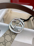 Reversible Belt — 4.0 cm PVC Print & Floral Embossed Swivel Buckle