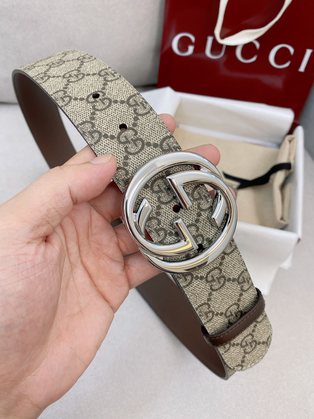 Men's Black Leather Belt — 4.0 cm Super Double G Silver Hardware Made in Italy