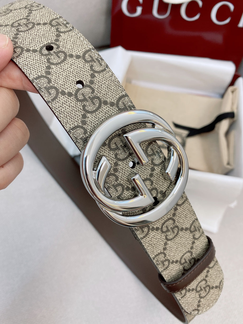 Men's Black Leather Belt — 4.0 cm Super Double G Silver Hardware Made in Italy