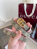 Women's Reversible GG Canvas Belt — 2.0 cm Pink Calfskin Double G Buckle