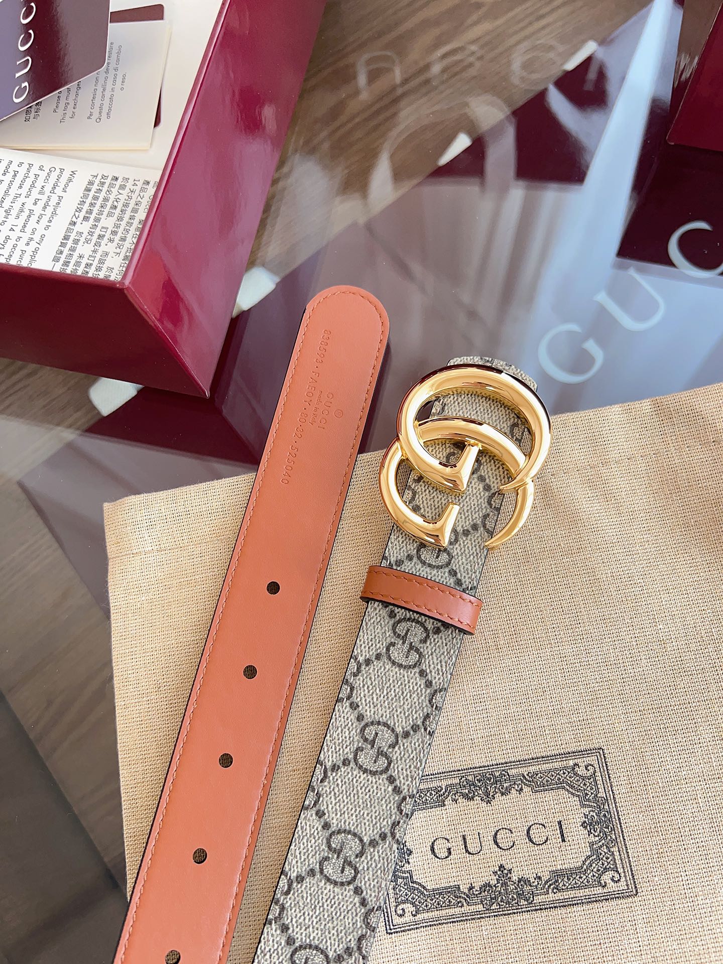 Women's Reversible GG Canvas Belt — 3.0 cm Double G Buckle