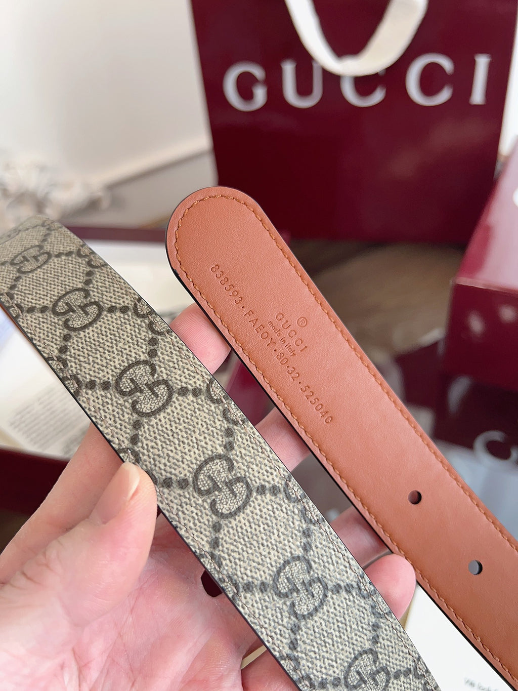 Women's Reversible GG Canvas Belt — 3.0 cm Double G Buckle